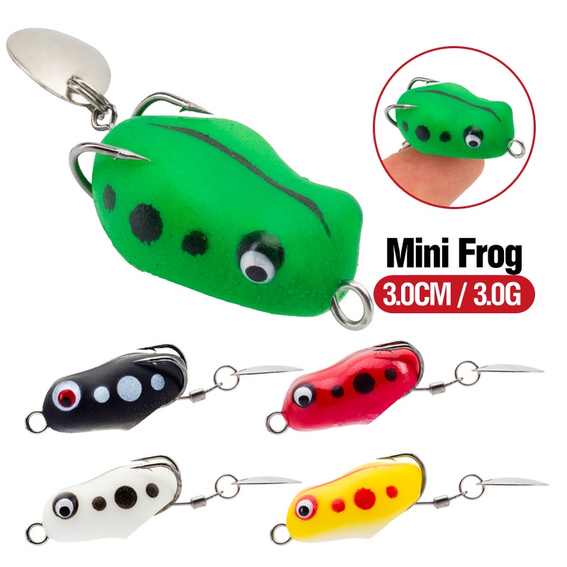1 Mồi Ếch Giả Câu Cá Mềm Mini 3cm / 3g 5 Màu Có Móc Kép