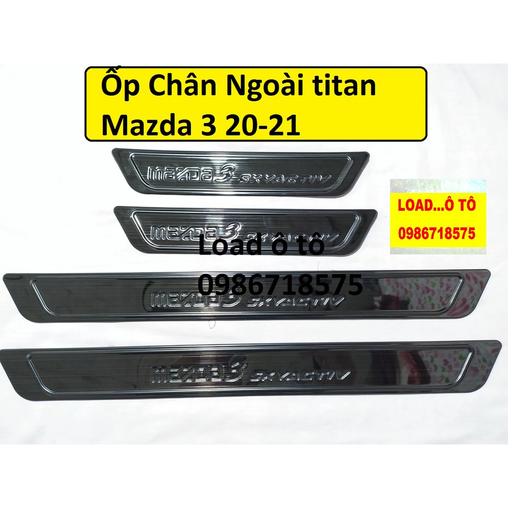 Bộ Ốp bậc cửa, Nẹp bước chân Titan dành cho xe Mazda 3 2020 Có Logo Cao Cấp