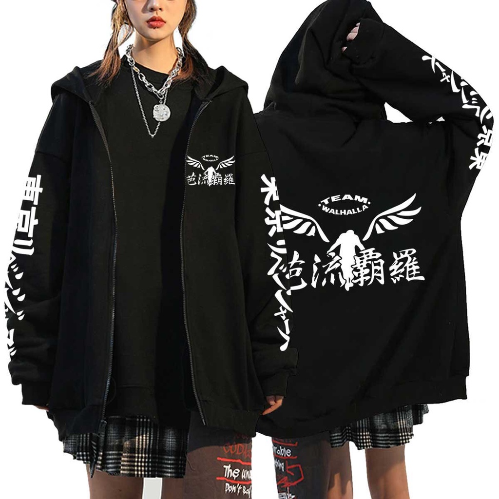 Áo Khoác Hoodie Phối Khoá Kéo In Hoạ Tiết Tokyo Revengers