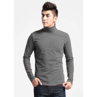 Áo thun cổ lọ tay dài nam màu xám đậm - XĐ01