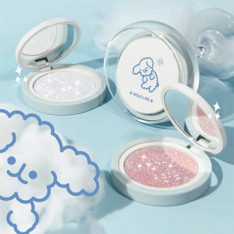 Phấn nhũ bắt sáng HOLD LIVE cún bông xanh Soft Cute Water Sense Highlighter xinh xắn trendy lâu trôi HL483 HLIV74