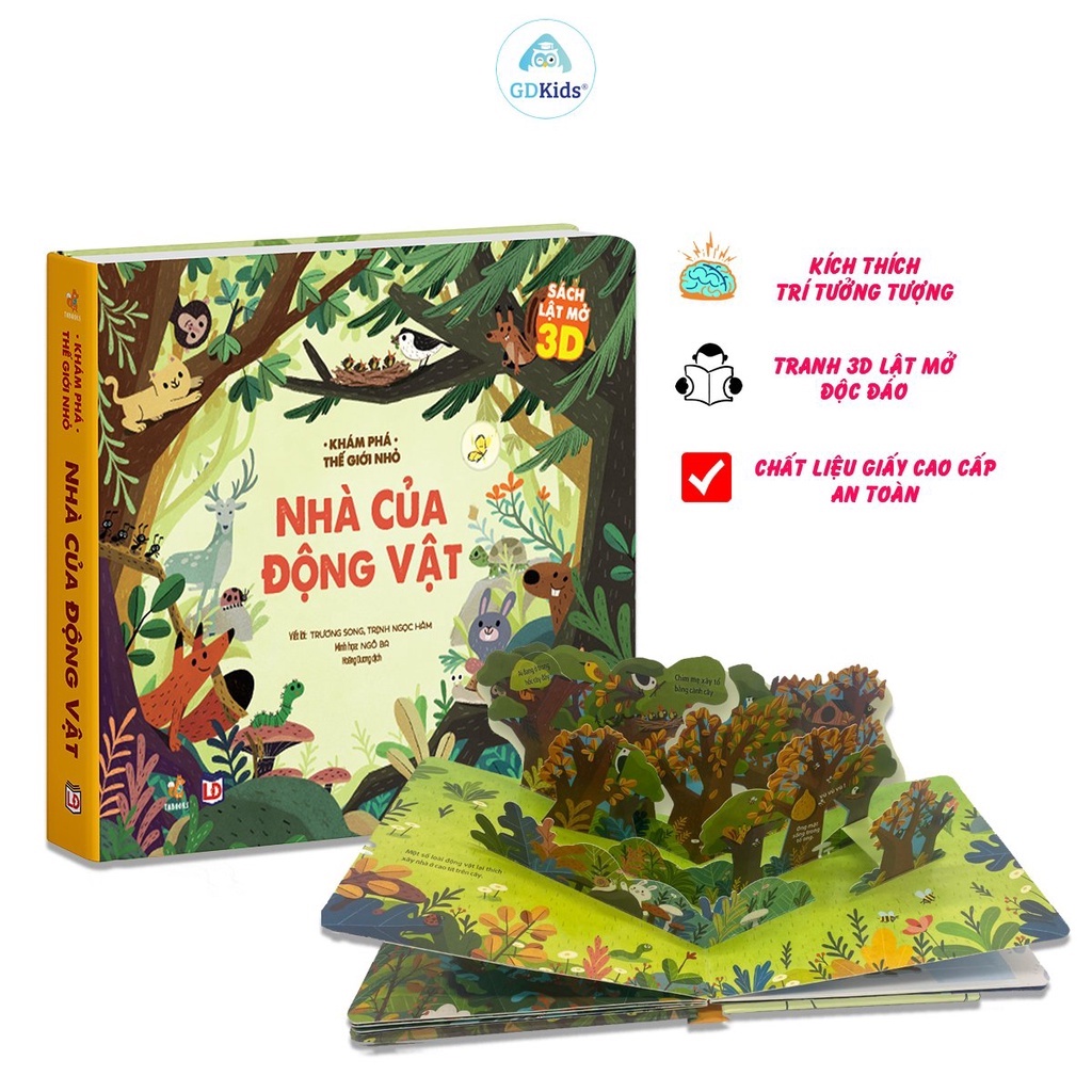 Sách Tương Tác - Khám Phá Thế Giới Nhỏ - Nhà Của Động Vật ( Sách lật mở 3D cho bé )