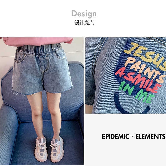 Quần Short Denim Mỏng Phong Cách Mới Mùa Hè 2022 Cho Bé Gái