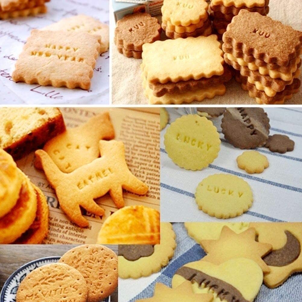 Khuôn cắt bánh quy ANAEAT dạng nhấn bằng nhựa họa tiết chữ và số