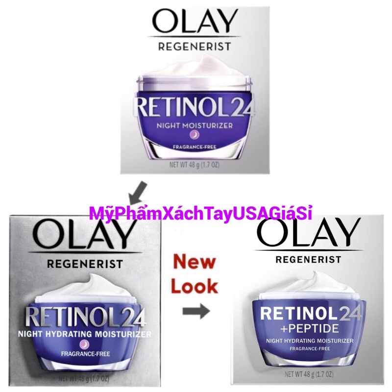 [HàngMỹ]Kem trắng sáng và cấp ẩm da Olay Regenerist Retinol 24 Night Moisturizer Fragrance-Free 48g