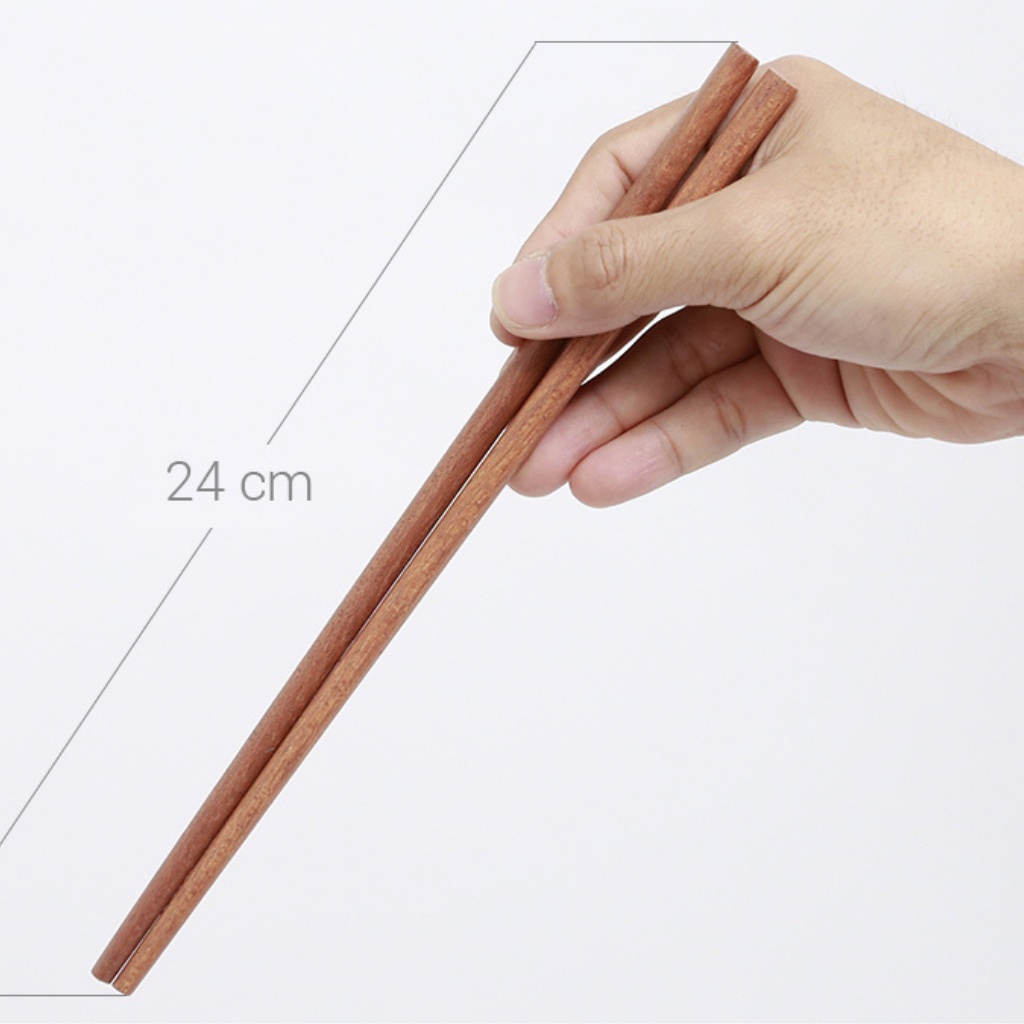 10 Đôi đũa gỗ Cà chí tự nhiên・Dài 24cm, An toàn, sang trọng, chắc chắn, bền bỉ