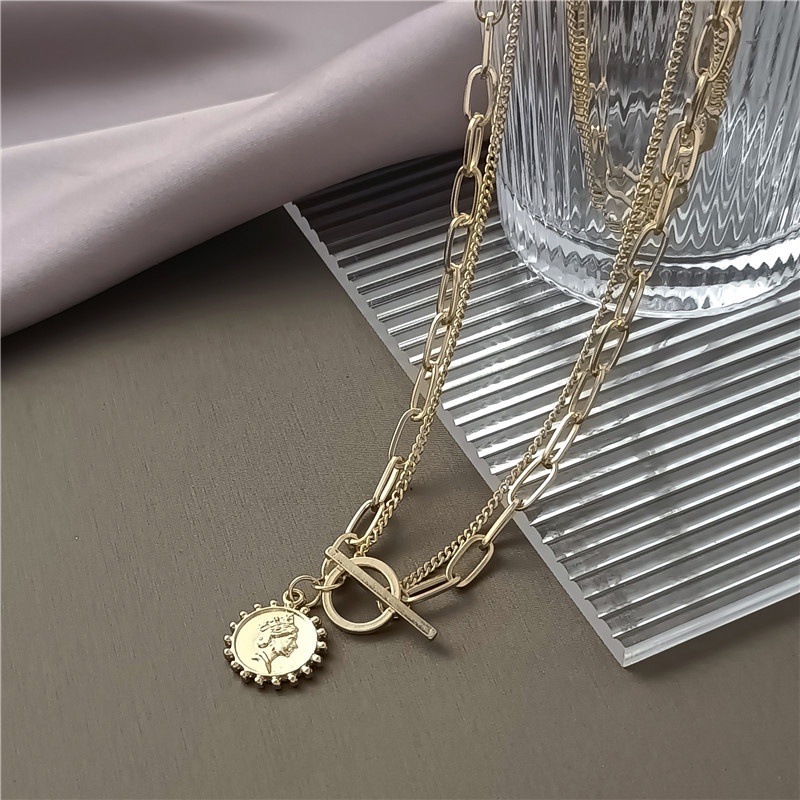 Dây chuyền hai lớp phong cách retro đơn giản cổ điển 19802