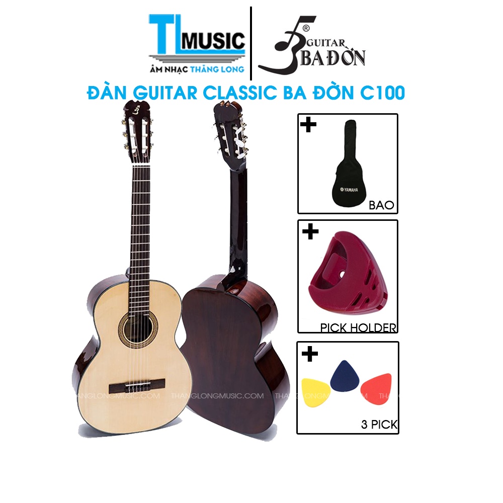 [Chính hãng] Đàn Guitar Classic Ba Đờn C100 (Tặng kèm bao, capo, pick)