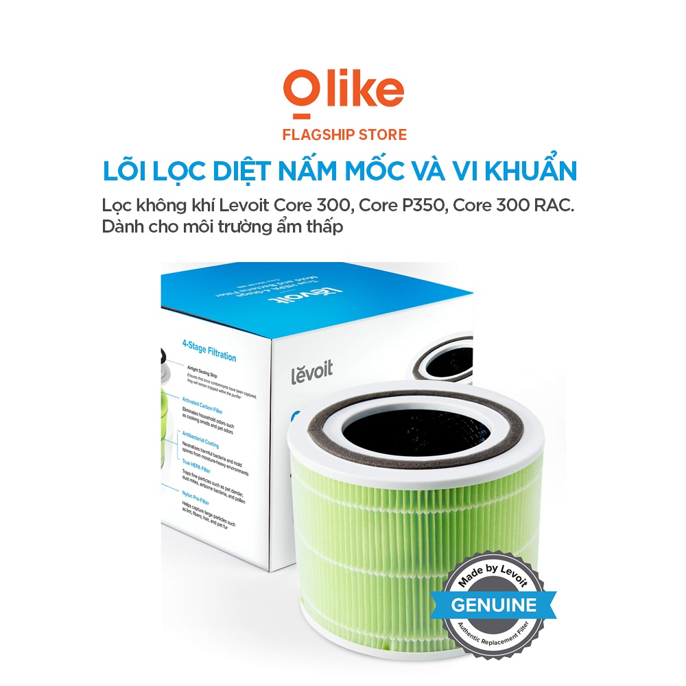 Lõi Lọc Nấm Móc Và Vi Khuẩn Cho Máy Lọc Không Khí Levoit Core 300 RF-MB | Bộ Lọc HEPA 3 Lớp | Hàng Chính Hãng