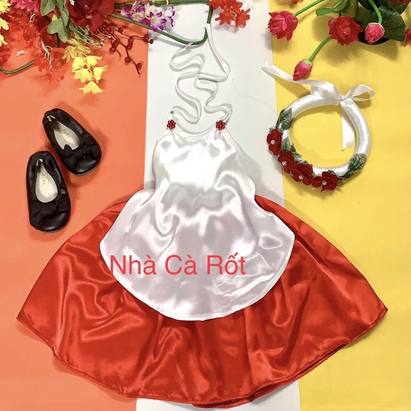 Set yếm đào lụa hàng thiết kế cho bé gái ( hàng thật)