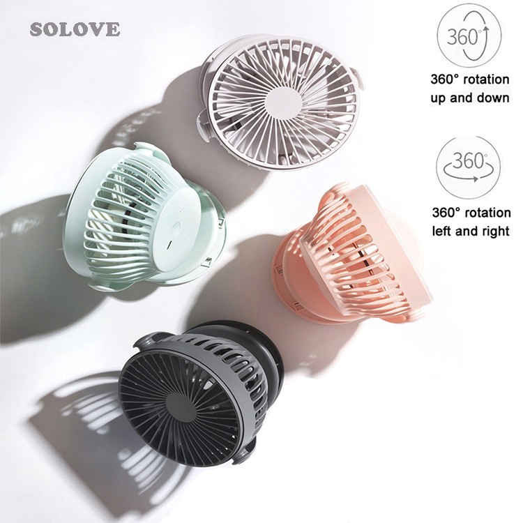 Quạt tích điện, kẹp bàn xiaomi SOLOVE F3 xoay 360 độ - Chính hãng xiaomi