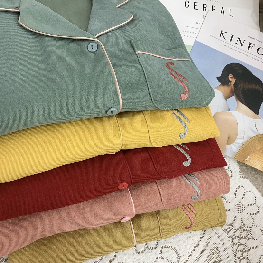 Bộ đồ Pyjama mặc nhà hãng SAM, Chất nhung tăm dày dặn dáng dài ấm áp, Thiết kế kiểu trơn đơn giản nữ tính | BigBuy360 - bigbuy360.vn