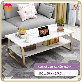Bàn Trà Sofa Cafe Phòng Khách Văn Phòng chân sắt tròn mặt bàn vân hoa văn đá cẩm thạch