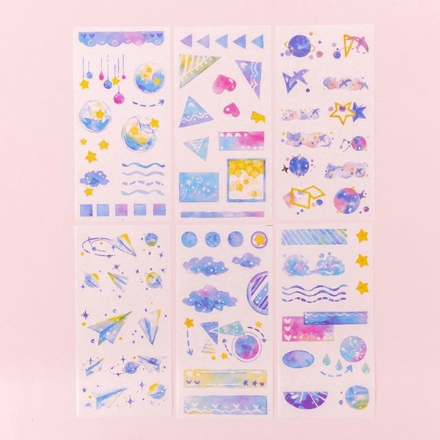 (Hình thật) Set washi sticker Galaxy