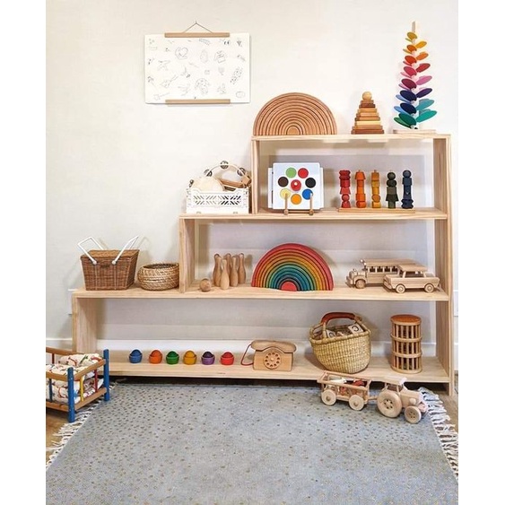 Gía đựng đồ chơi cho bé, thiết kế theo phương pháp giáo dục montessori chất liệu plywood an toàn với trẻ