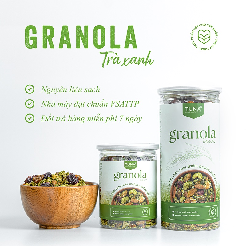 Granola Ngũ cốc Ăn Kiêng Không Đường Vị Matcha By Tuna