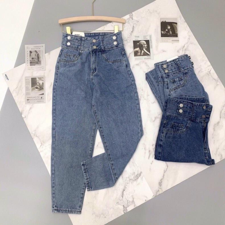 Quần jean bò baggy nữ jeans cạp cao phong cách Hàn Quốc 3 size S M L hót 2021 Đẹp