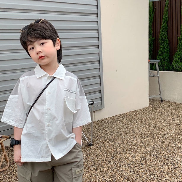 [Babycat Hàng Có Sẵn Áo Sơ Mi Cotton Tay Ngắn Phong Cách Nhật Hàn Nhật Bản Thời Trang Mùa Hè 2022 Kiểu Dáng Mới Cho Bé Trai