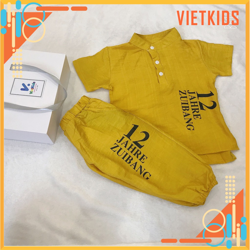 Bộ quần áo bé trai chất đũi RICHKID bộ cộc tay bé trai JAHRE12 cho bé từ 7-24kg