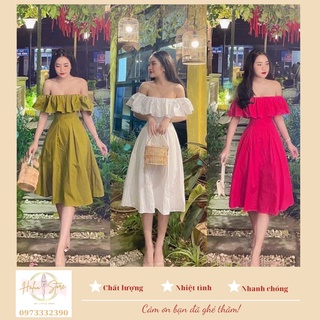 Đầm trễ vai (CÓ SẴN MÚT) dáng xòe nhẹ tiểu thư HT41 thích hợp cho nữ (Form bé)