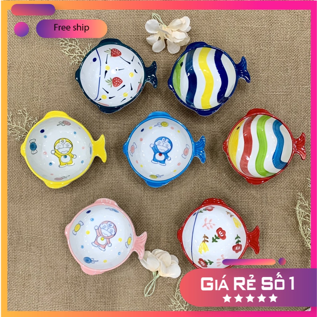 Bát Ăn Cơm Đĩa Sứ Chén Dĩa Sứ Dễ Thương Cute Bát Cá Decor Cao Cấp S96