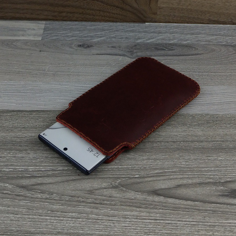 [Mã ELFLASH5 giảm 20K đơn 50K] Bao Da Túi Rút Samsung Galaxy Note 10 plus Da Bò Sáp Màu Nâu Đỏ