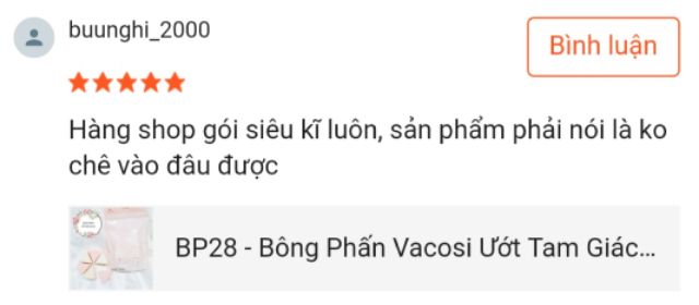 BP28 - Bông Phấn Vacosi Ướt Tam Giác 6 Miếng ( Loại Bịch )
