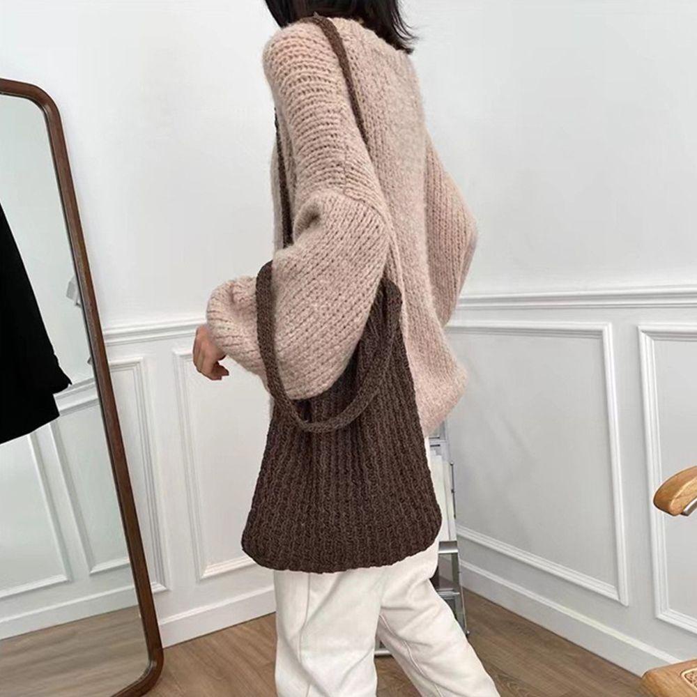 Túi Xách Đan Len Ngăn Chứa Rộng Thời Trang Cho Nữ