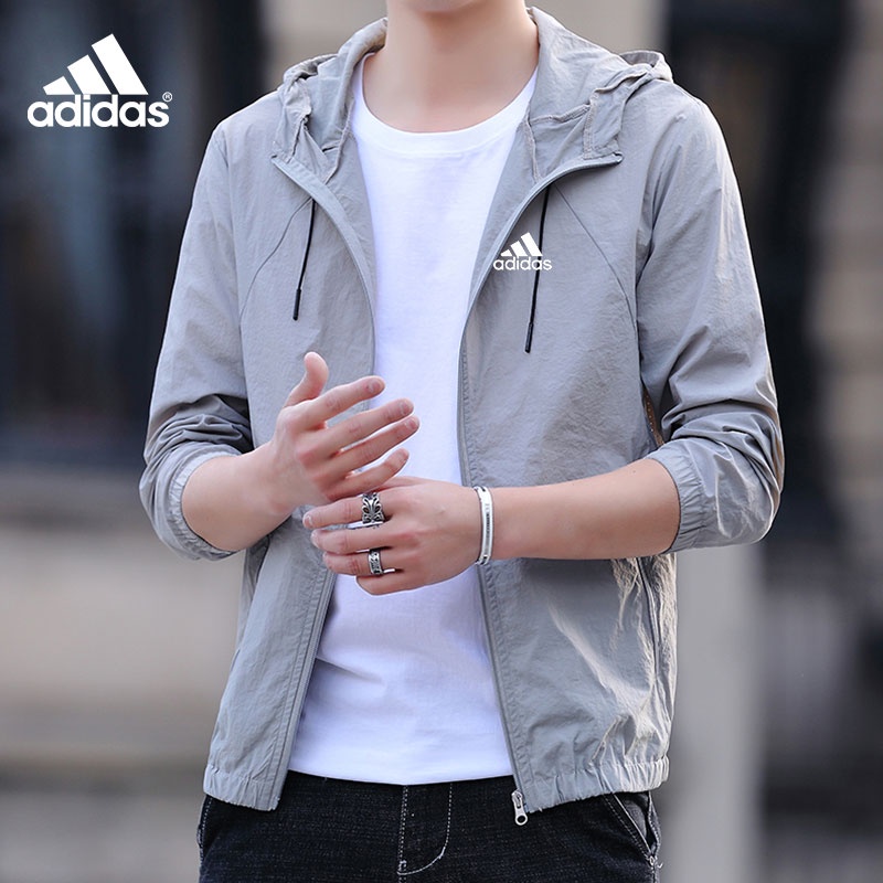 Adidas Áo Khoác Thể Thao Có Mũ Chống Nắng Siêu Nhẹ Thoáng Khí Chống Thấm Nước Thời Trang Cho Nam