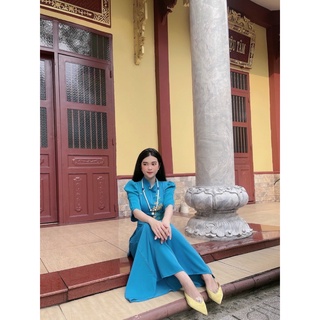 Đồ Lam Đi Chùa # Mẫu lụa sẫm cúc ngọc # Quần Áo Nữ