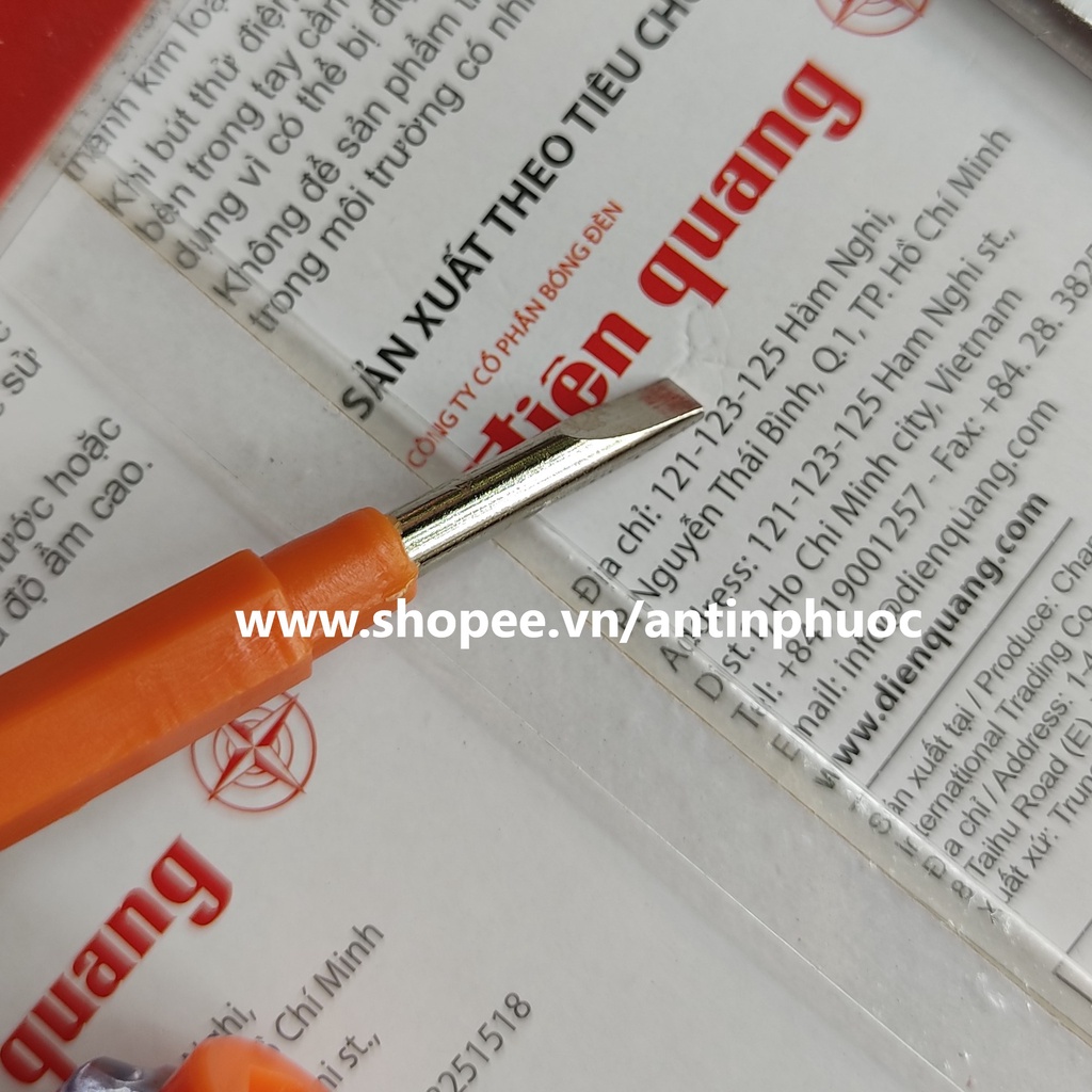 Bút thử điện Điện Quang -Tô vít nhỏ 2 đầu vít ,160 mm , màu cam - tua vít thử điện đổi đầu ĐQ ETP04 Or