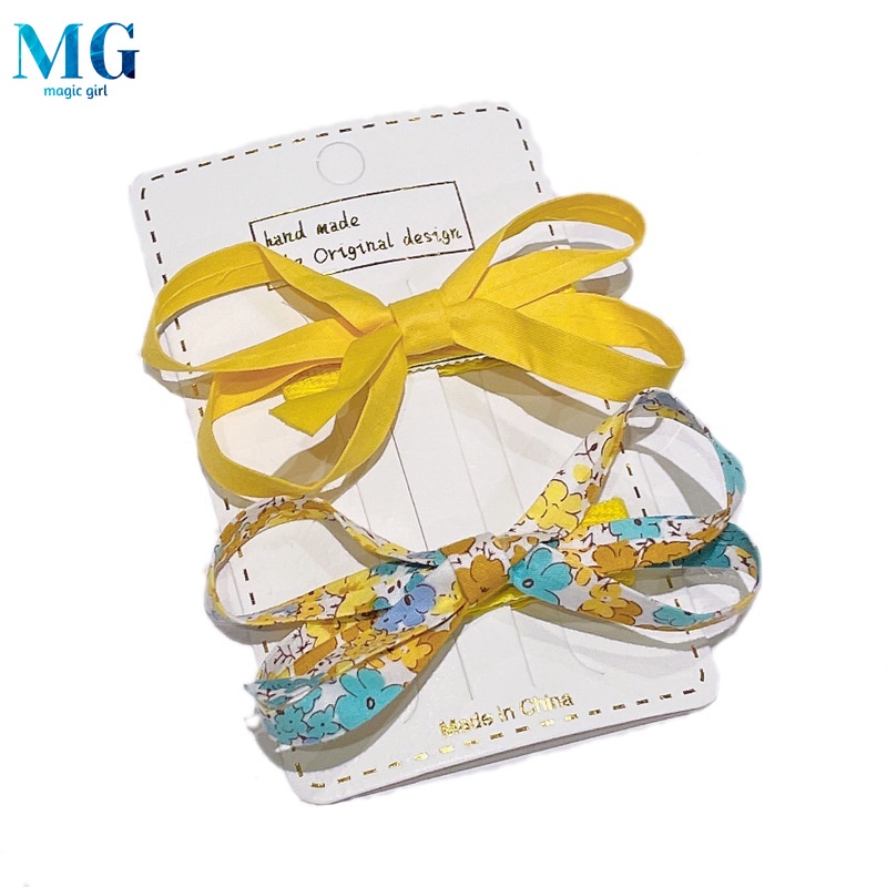 Set 2 kẹp tóc nơ màu sắc ngọt ngào phong cách Hàn Quốc cho nữ