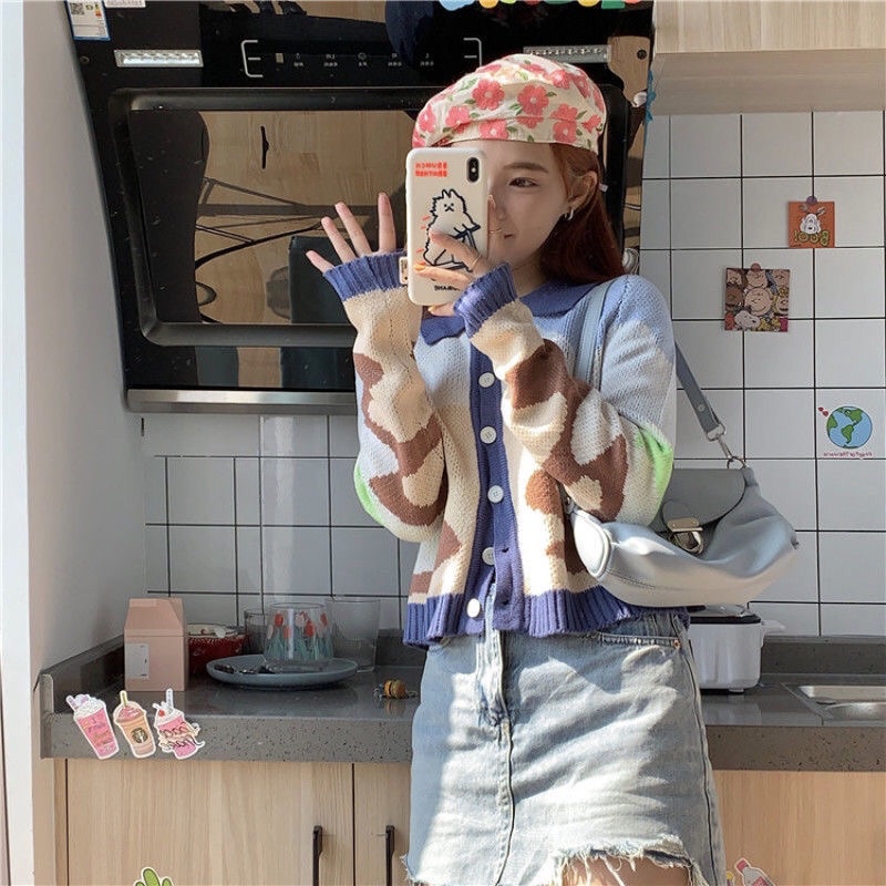 Korean Fashion lisa Pattern Long Sleeve Croptop Tops