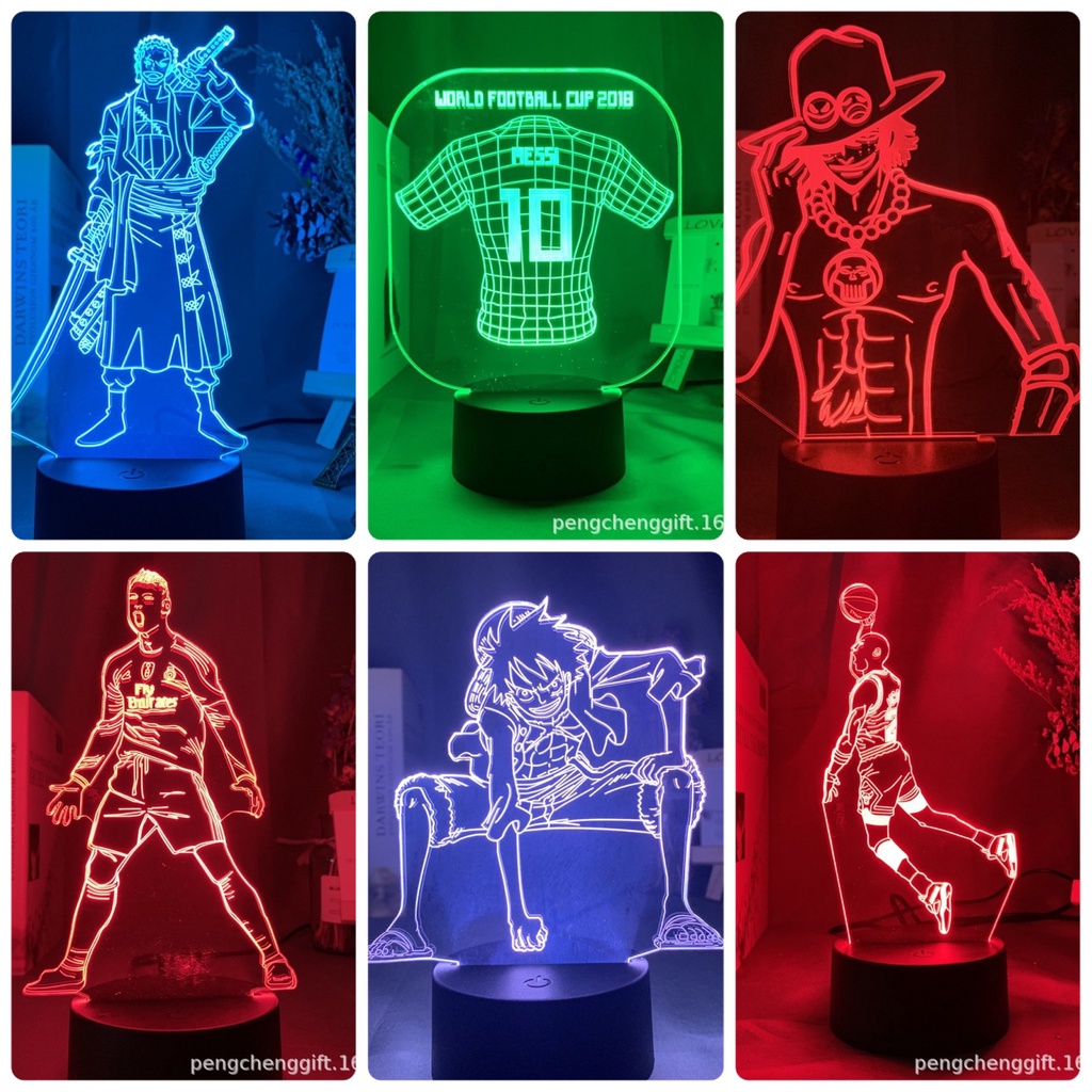 Đèn ngủ 3d anime nhiều màu sắc có điều khiển , Naruto, Dragon ball, Jujutsu Kaisen cao , đèn 3d để bàn