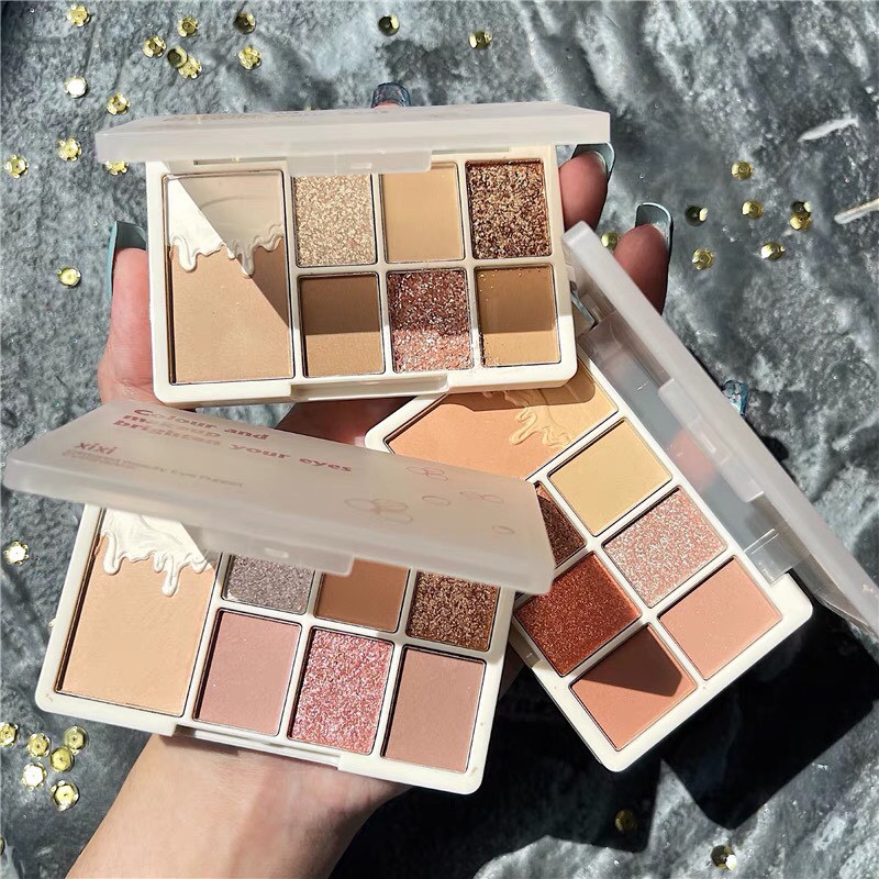 Bảng phấn mắt hạt dẻ 7 màu XIXI kiêm bắt sáng phấn má tạo khối nhũ kira Soft Glow Seven-color Eyeshadow Palette XIXI27