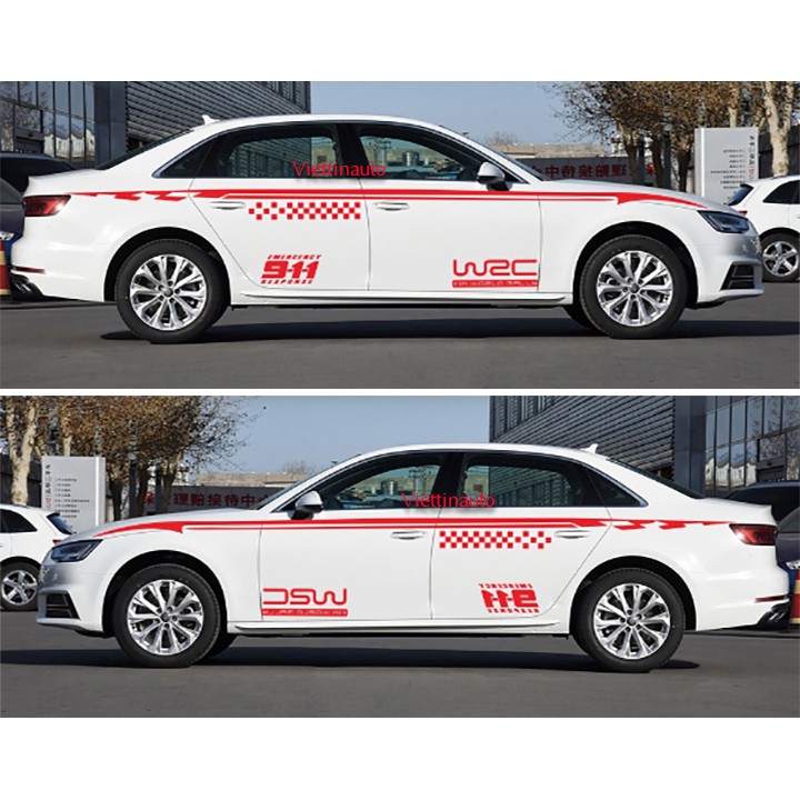 Tem dán sườn Decal dán sườn trang trí Ô tô D-349 Tặng kèm dụng cụ dán Tem