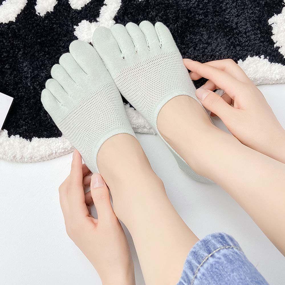 AROMA Vớ Thuyền Cotton Lưới Xỏ Năm Ngón Mềm Mại Màu Trơn Chống Trượt