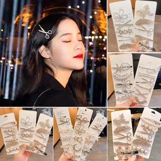Set 5 Kẹp Tóc Hình Bướm Đính Ngọc Trai Phong Cách Hàn Quốc
