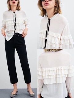 Áo sơ mi bèo thắt nơ zara