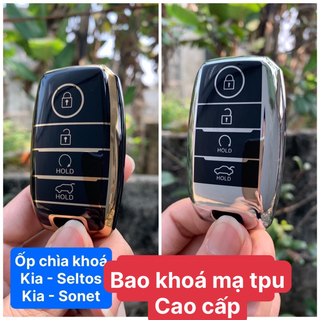 Ốp khóa KIA SELTOS, SONET - loại 4 nút thông minh - ốp mạ TPU mới nhất năm 2022 cao cấp sang trọng
