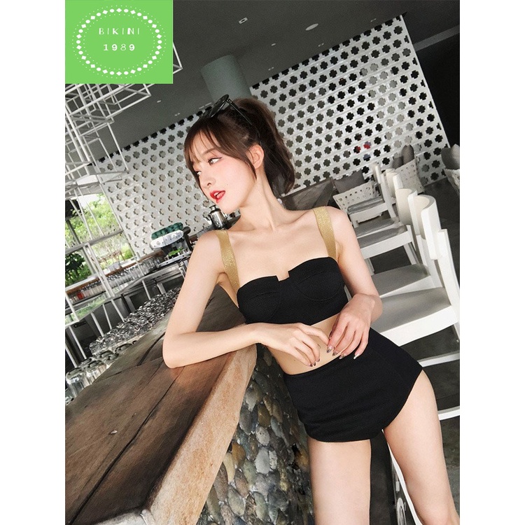 Bikini, Bộ Đồ bơi nữ áo tắm hai mảnh cup dây bạc phong cách hàn quốc đi biển sang chảnh