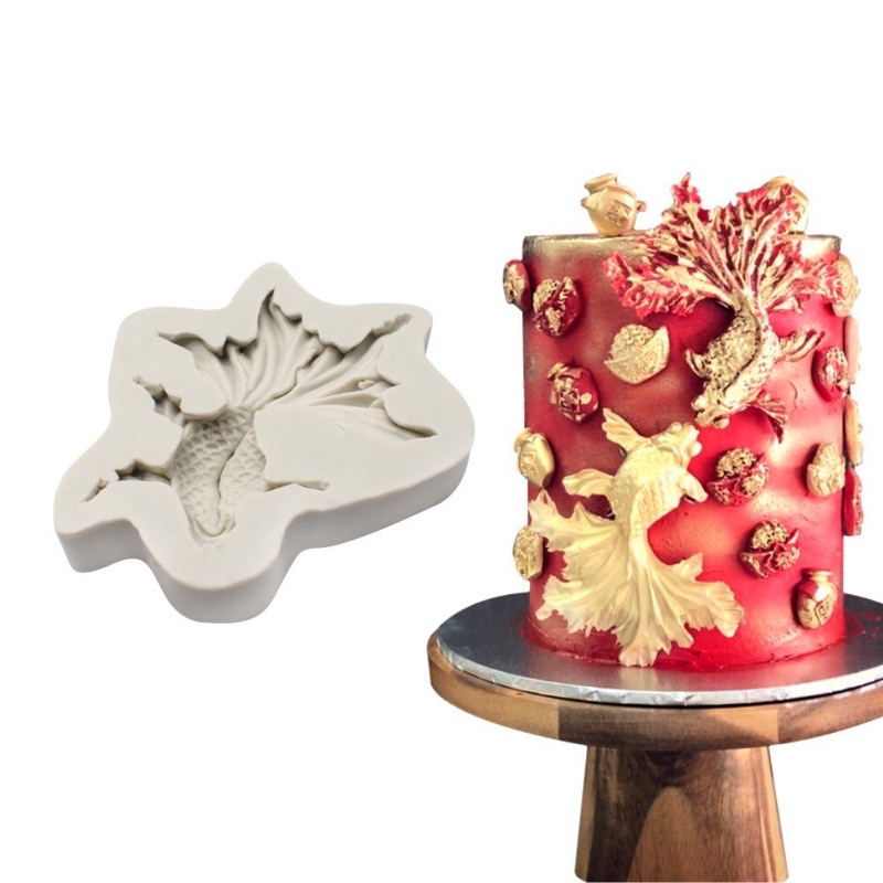 khuôn silicon cá vàng to trang trí bánh