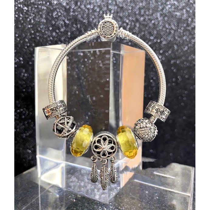 Charm đá nhiều màu Pan bạc S925