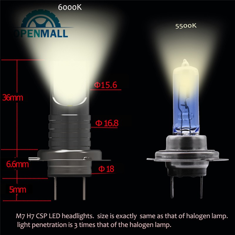 Đèn pha H7 LED 110W 6000k ánh sáng trắng cao cấp cho xe ô tô
