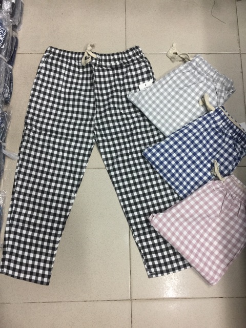 Quần lưng thun sọc caro