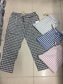 Quần lưng thun sọc caro