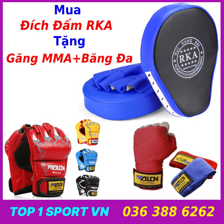 Đích Đấm Boxing Đích Bàn Tay + Găng Tay Đấm Bốc Boxing MMA + Băng Đa Walon Chính Hãng