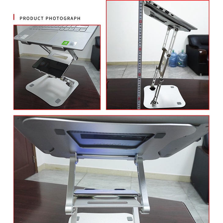 Đế Tản Nhiệt Laptop Macbook Nhôm 2 Tầng Kê Đỡ Máy Tính 15.6 inch, 14 inch, 13 inch Để Bàn Cao Cấp