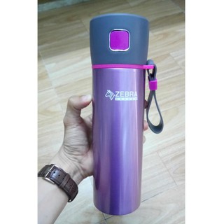 Bình giữ nhiệt zebra có dây xách - màu tím - 112949 - 480ml