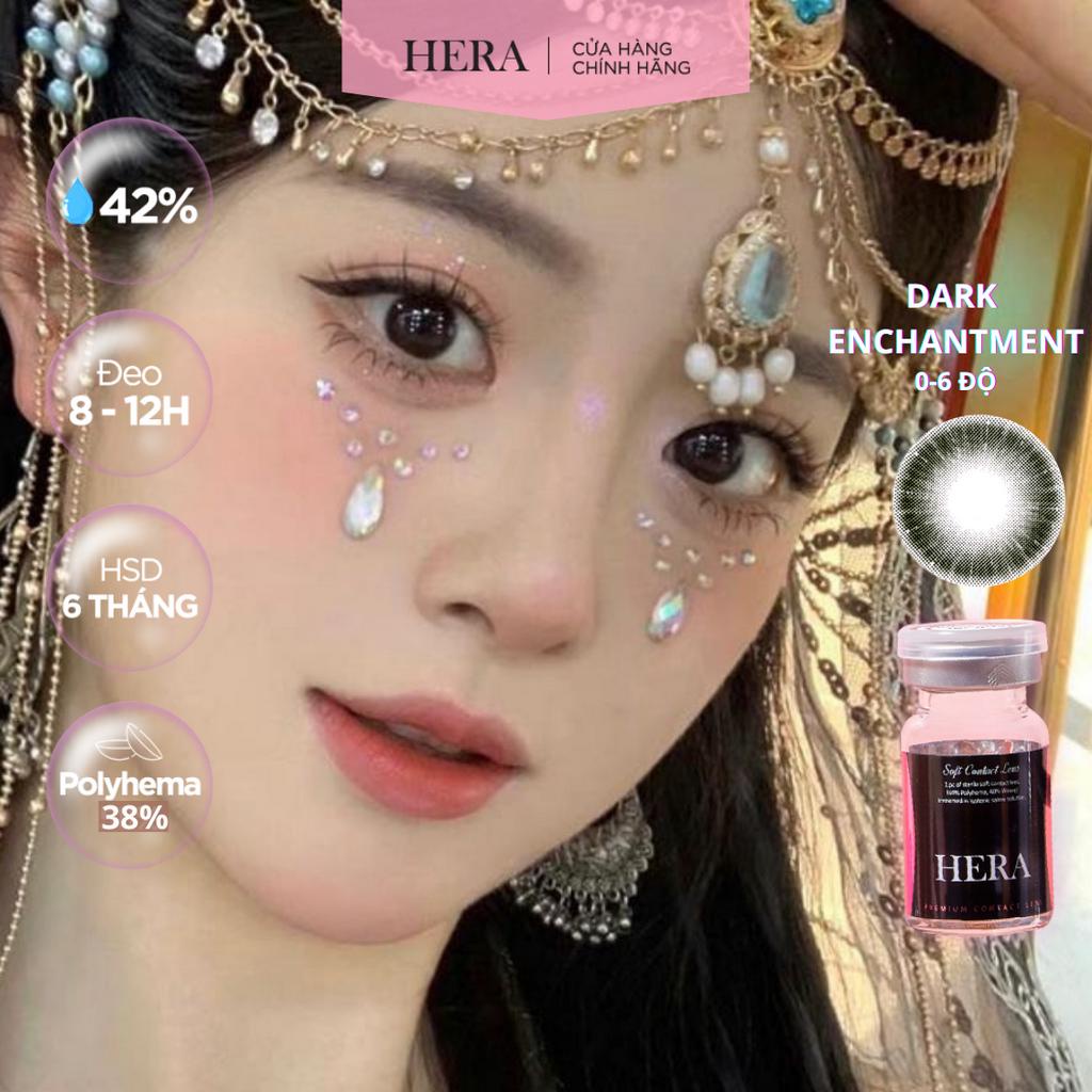 Lens Hera Đen Cuốn Hút 0 - 6 Độ DARK ENCHANTMENT Nhập Khẩu Hàn Quốc Kính Áp Tròng Cận 6 Tháng
